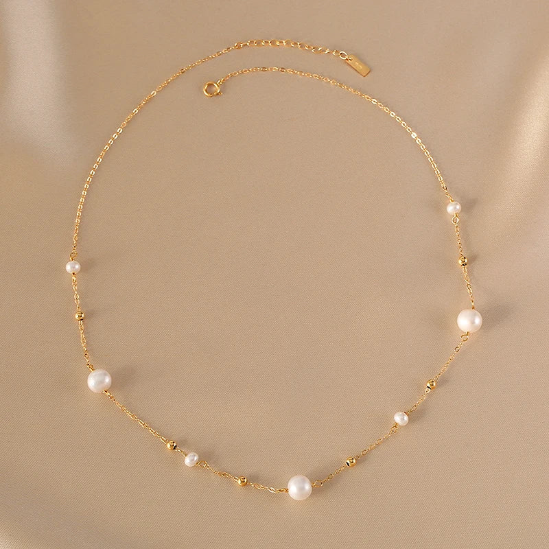 Women's 14K gold filled Gypsophila Real Pearl jewelry Necklace Natural Freshwater Pearl Necklace