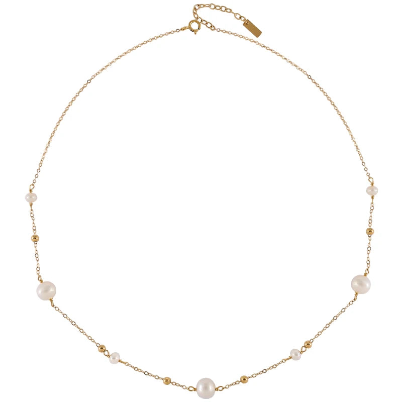 Women's 14K gold filled Gypsophila Real Pearl jewelry Necklace Natural Freshwater Pearl Necklace