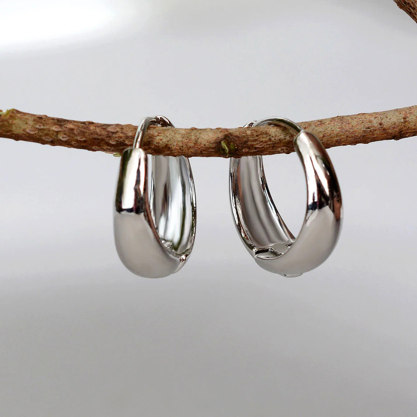 Gold Color Round Chunky Huggie Hoop Earrings