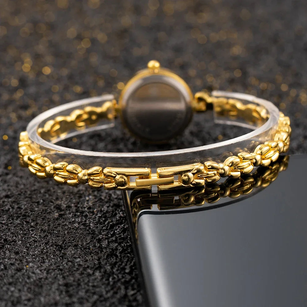 Vintage Gold Ladies Bracelet Watches Elegant Small Dial Quartz Wristwatch for Woman Fashion Simple Women Watch relogio feminino