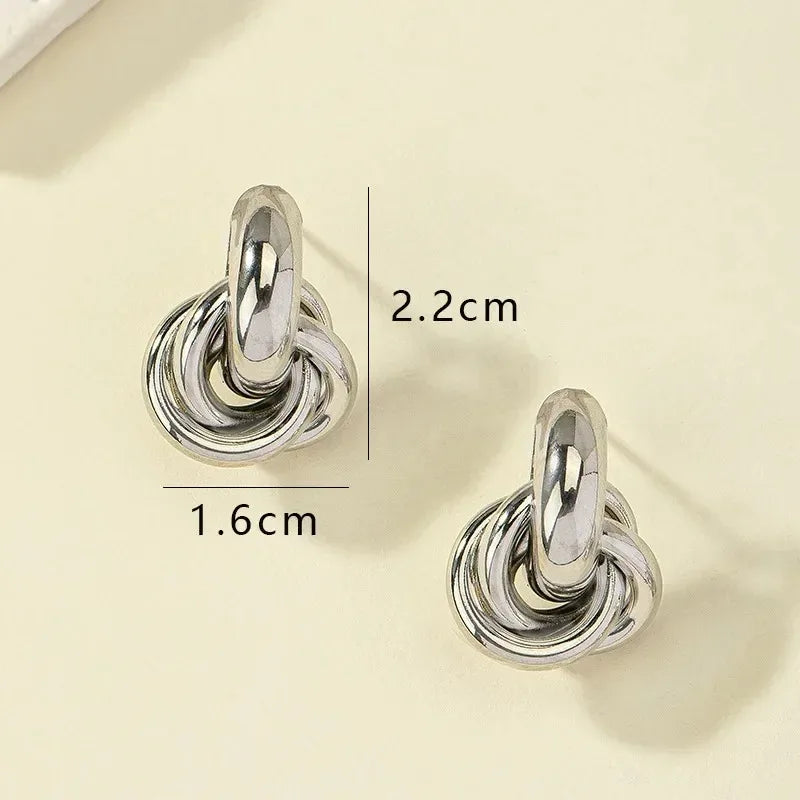 Gold SIlver Color Knot Hoop Earring for Women Fashion Shiny Plating Trendy Twist Stud Earring Stud Cute Daily Wear Jewelry Gifts