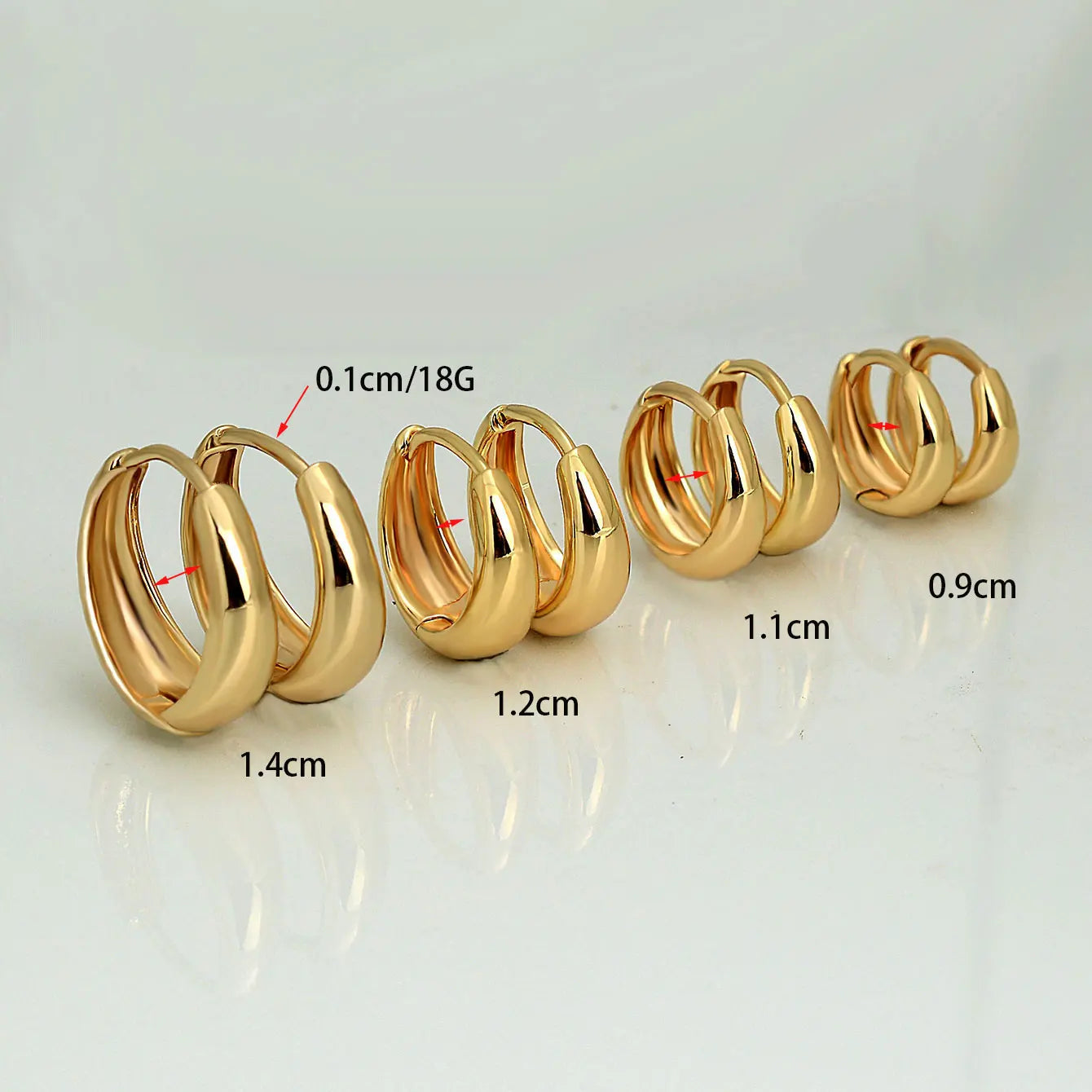 Gold Color Round Chunky Huggie Hoop Earrings