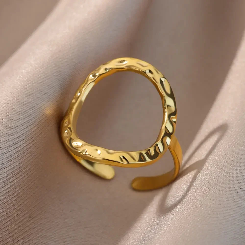 Stainless Steel Rings for Women Aesthetic Heart Gold Color Rings Vintage Waterproof Wedding Jewelry Prom Accessories Gift