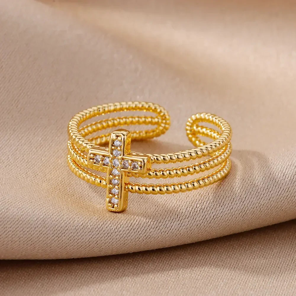 Stainless Steel Rings for Women Aesthetic Heart Gold Color Rings Vintage Waterproof Wedding Jewelry Prom Accessories Gift