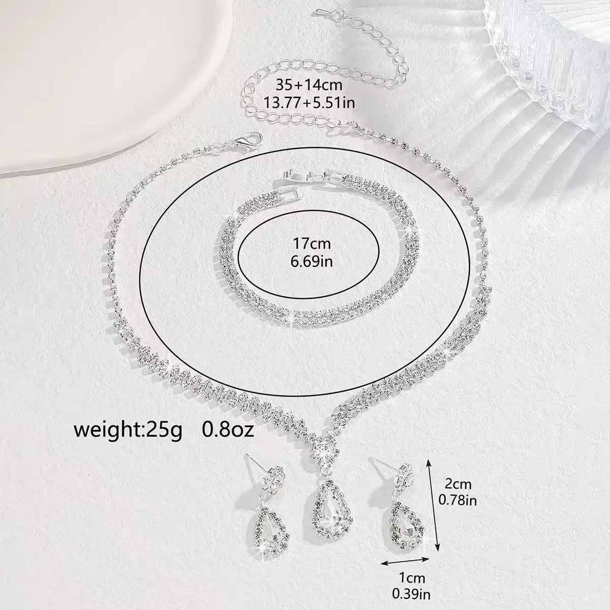 Vive Amari's Jewelry Set for Women, Earrings, Necklace, Bracelet, Three-Piece Jewelry Set, Luxurious and High-End Accessories