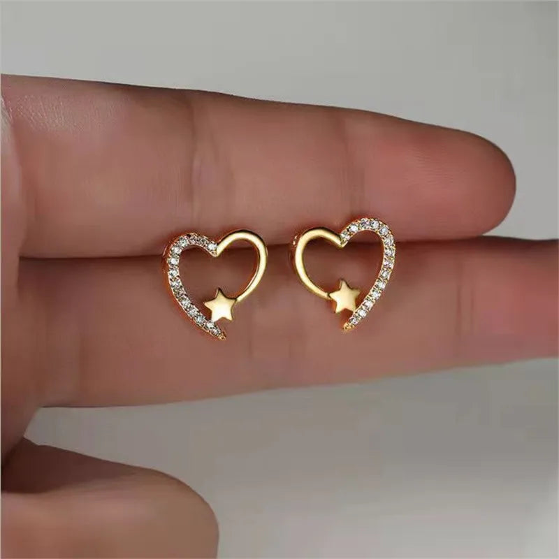 Vive Amari's Metal Gold Color Multiple Small Circle Stud Earrings for Women Jewelry Fashion Wedding Party Earrings Jewelry Gifts