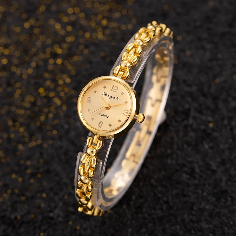 Vintage Gold Ladies Bracelet Watches Elegant Small Dial Quartz Wristwatch for Woman Fashion Simple Women Watch relogio feminino