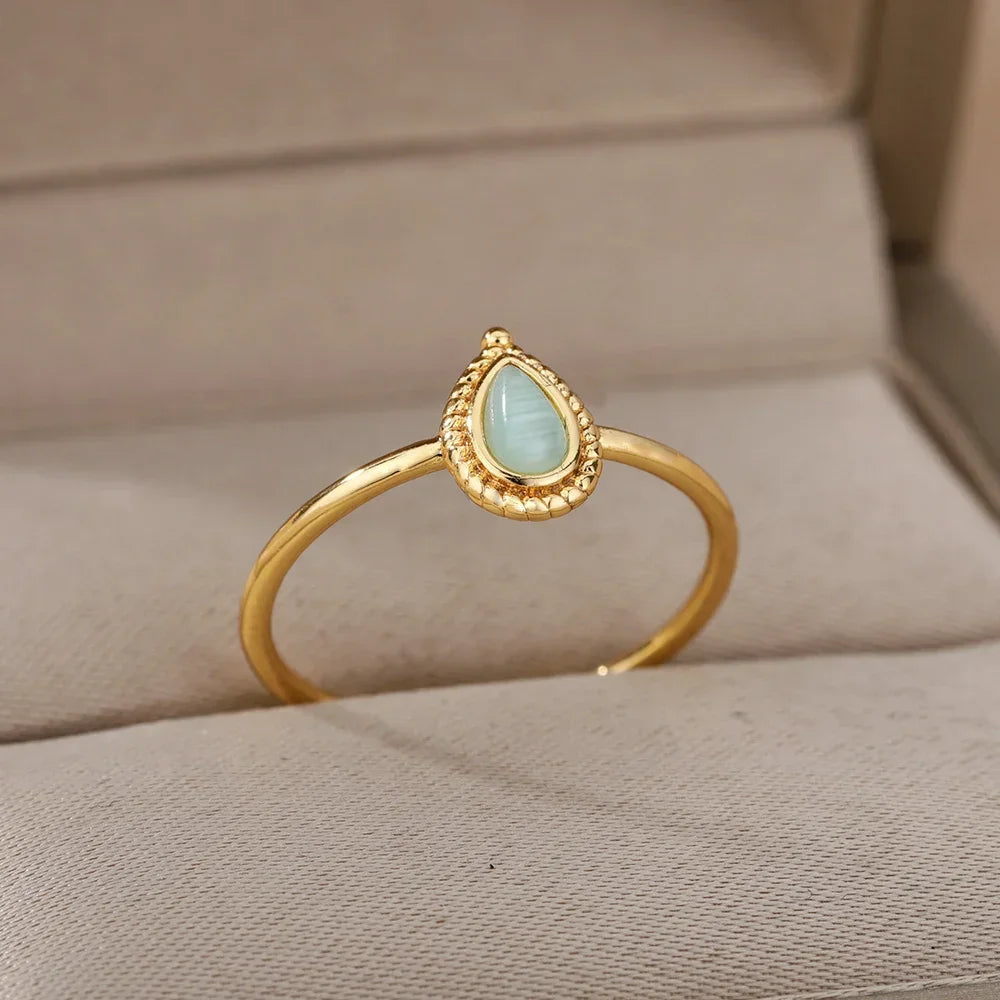 Stainless Steel Rings for Women Aesthetic Heart Gold Color Rings Vintage Waterproof Wedding Jewelry Prom Accessories Gift