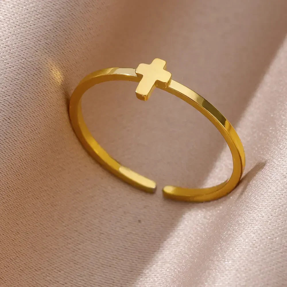 Stainless Steel Rings for Women Aesthetic Heart Gold Color Rings Vintage Waterproof Wedding Jewelry Prom Accessories Gift