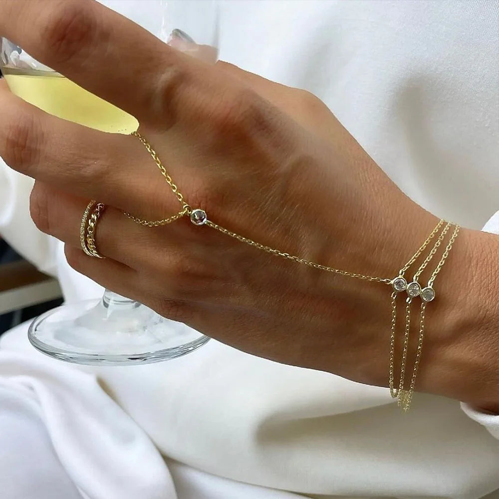 Multi-layered Bracelets Hand Jewelry for Women Trendy Simple Thin Chain Finger Bracelet Jewelry Accessories