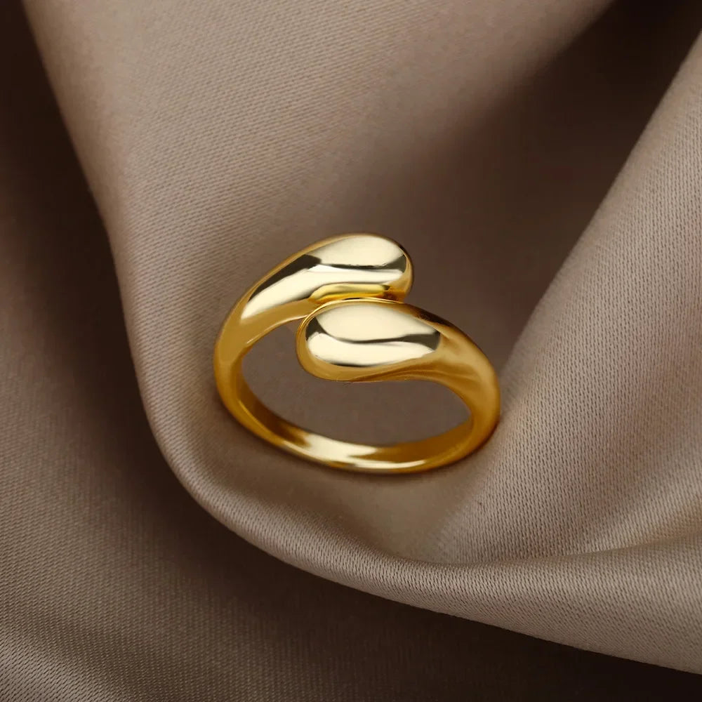 Stainless Steel Rings for Women Aesthetic Heart Gold Color Rings Vintage Waterproof Wedding Jewelry Prom Accessories Gift