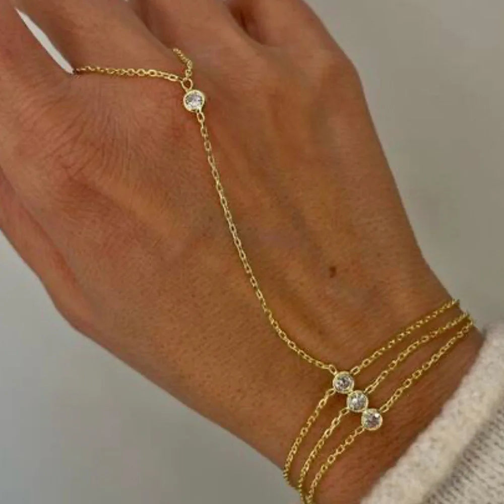 Multi-layered Bracelets Hand Jewelry for Women Trendy Simple Thin Chain Finger Bracelet Jewelry Accessories