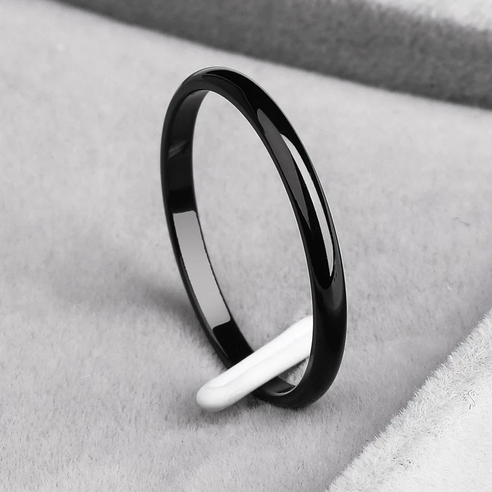 Vive Amari's 2mmStainless Steel Rings Gold colour Anti-allergy Smooth Simple Wedding Couples Rings Bijouterie