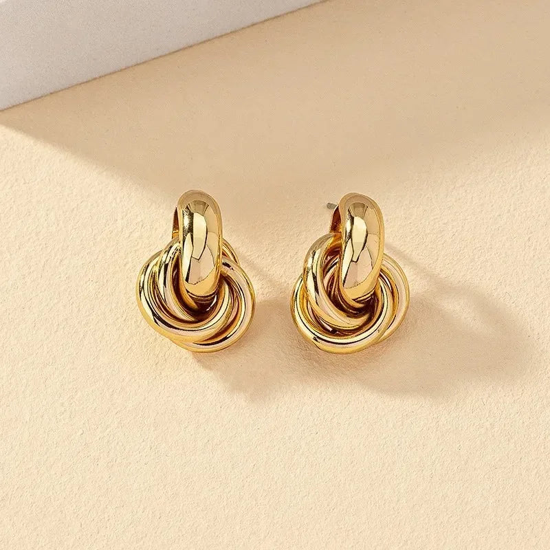 Gold SIlver Color Knot Hoop Earring for Women Fashion Shiny Plating Trendy Twist Stud Earring Stud Cute Daily Wear Jewelry Gifts