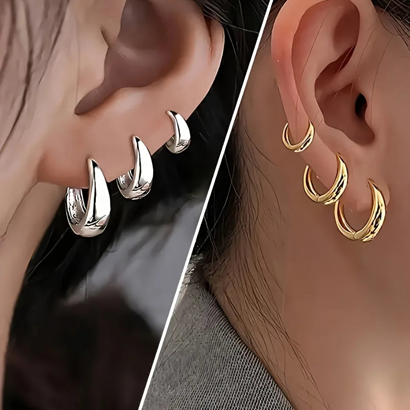 Three earrings, elegant, sexy and cute, made of copper for a lady, paired with a simple, everyday, party, wedding, gold and silv
