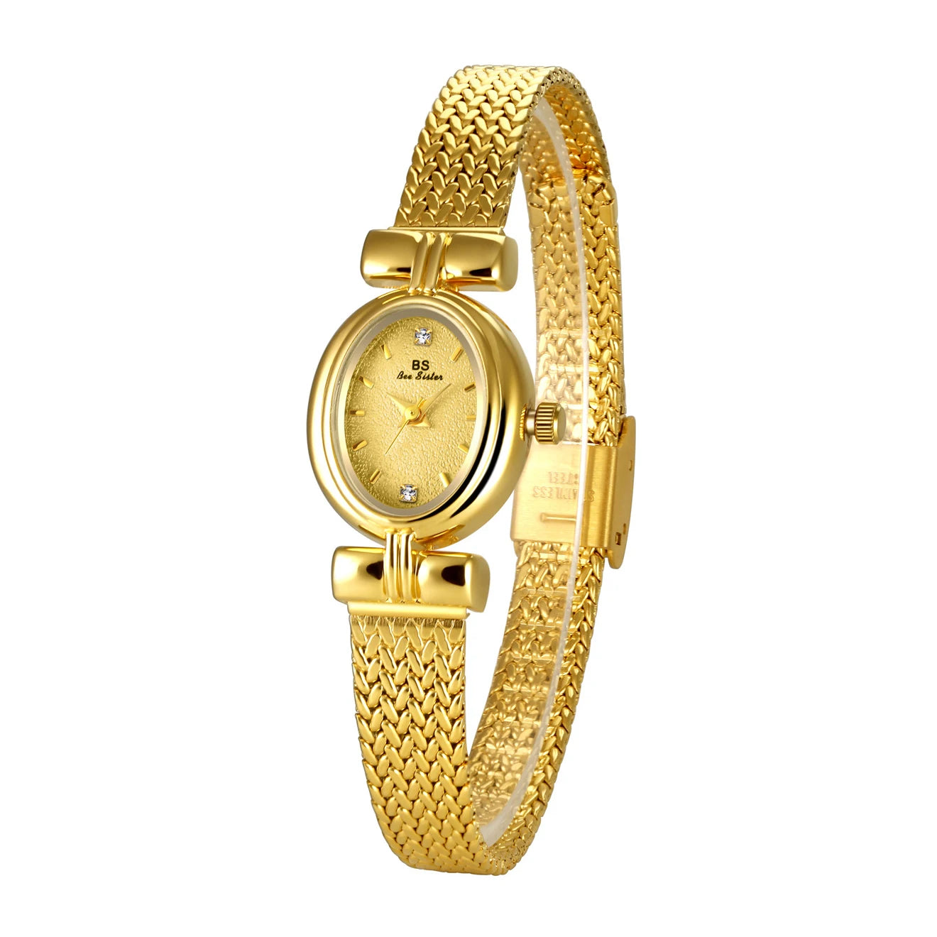 New Ladies Watches Vintage Luxury High Quality Gold Oval Small Wrist Watch Gift Women 2024 Fashion Golden Quartz Wristwatch