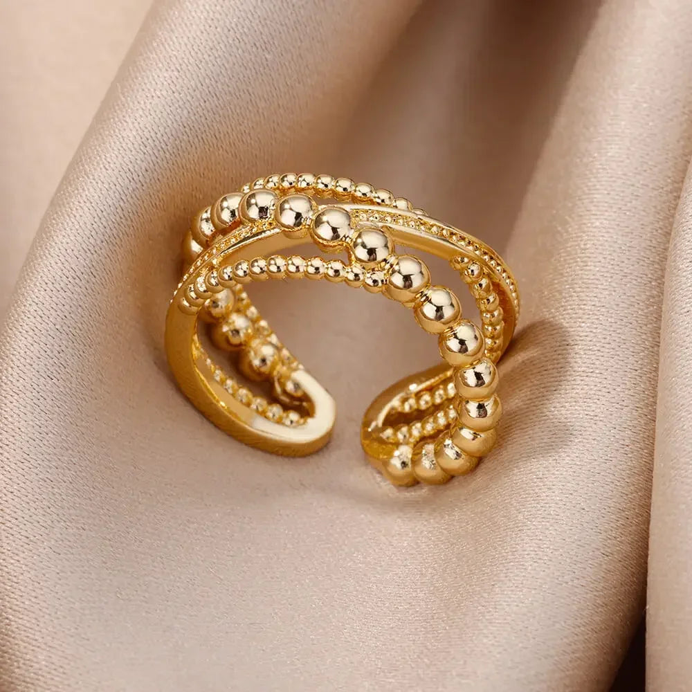 Stainless Steel Rings for Women Aesthetic Heart Gold Color Rings Vintage Waterproof Wedding Jewelry Prom Accessories Gift