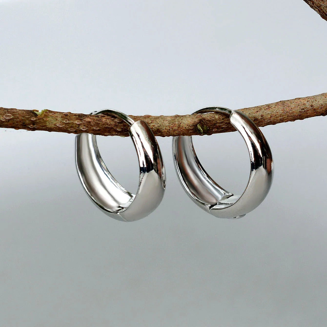 Gold Color Round Chunky Huggie Hoop Earrings