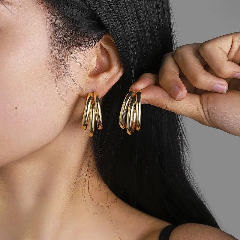 Gold SIlver Color Knot Hoop Earring for Women Fashion Shiny Plating Trendy Twist Stud Earring Stud Cute Daily Wear Jewelry Gifts