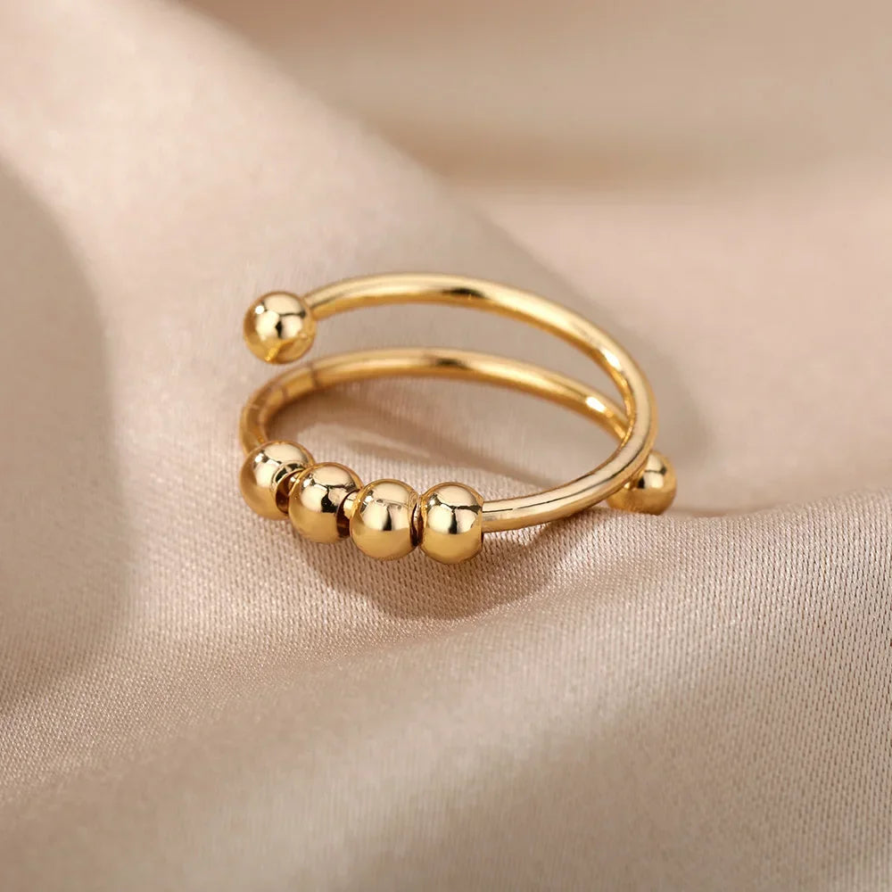 Stainless Steel Rings for Women Aesthetic Heart Gold Color Rings Vintage Waterproof Wedding Jewelry Prom Accessories Gift