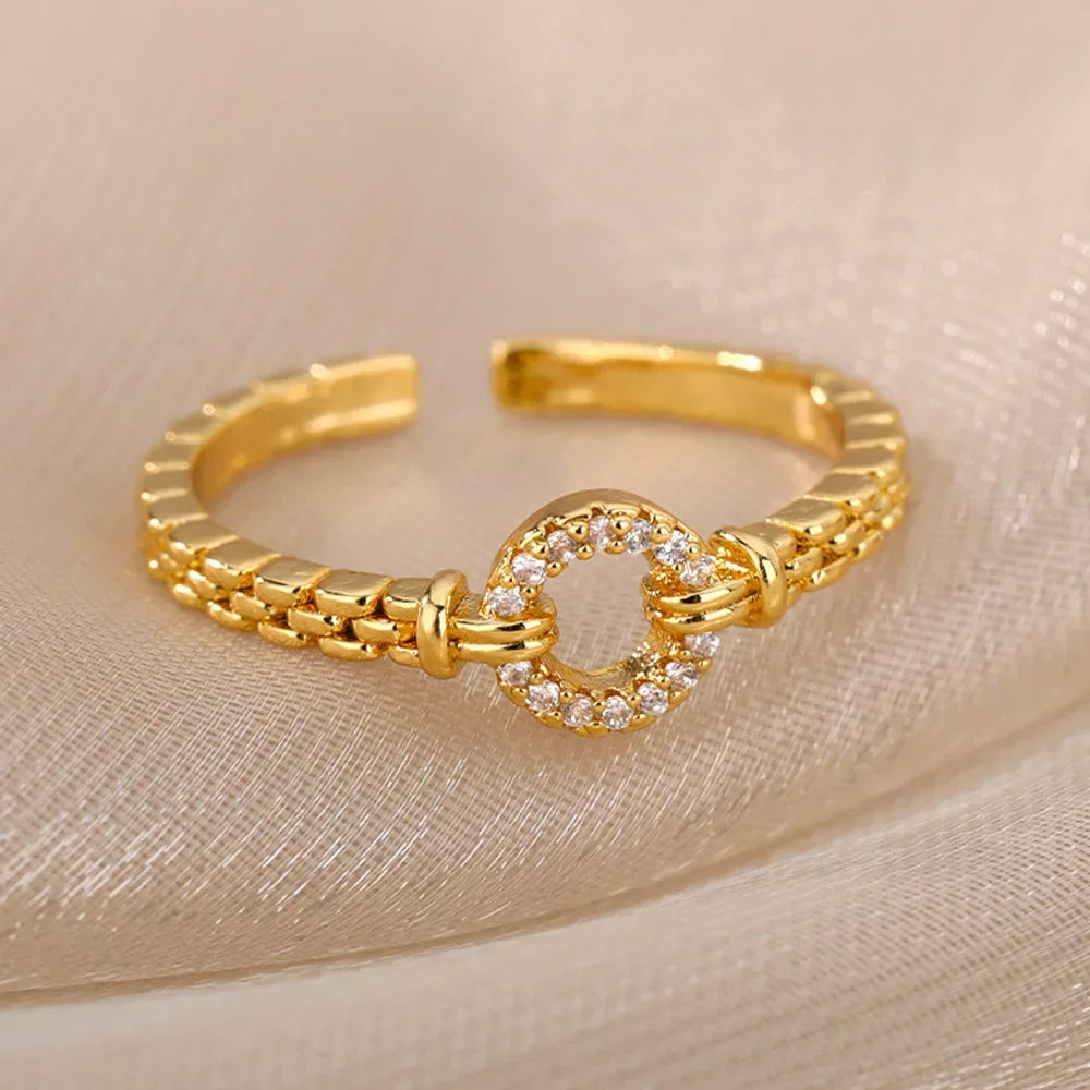 Stainless Steel Rings for Women Aesthetic Heart Gold Color Rings Vintage Waterproof Wedding Jewelry Prom Accessories Gift