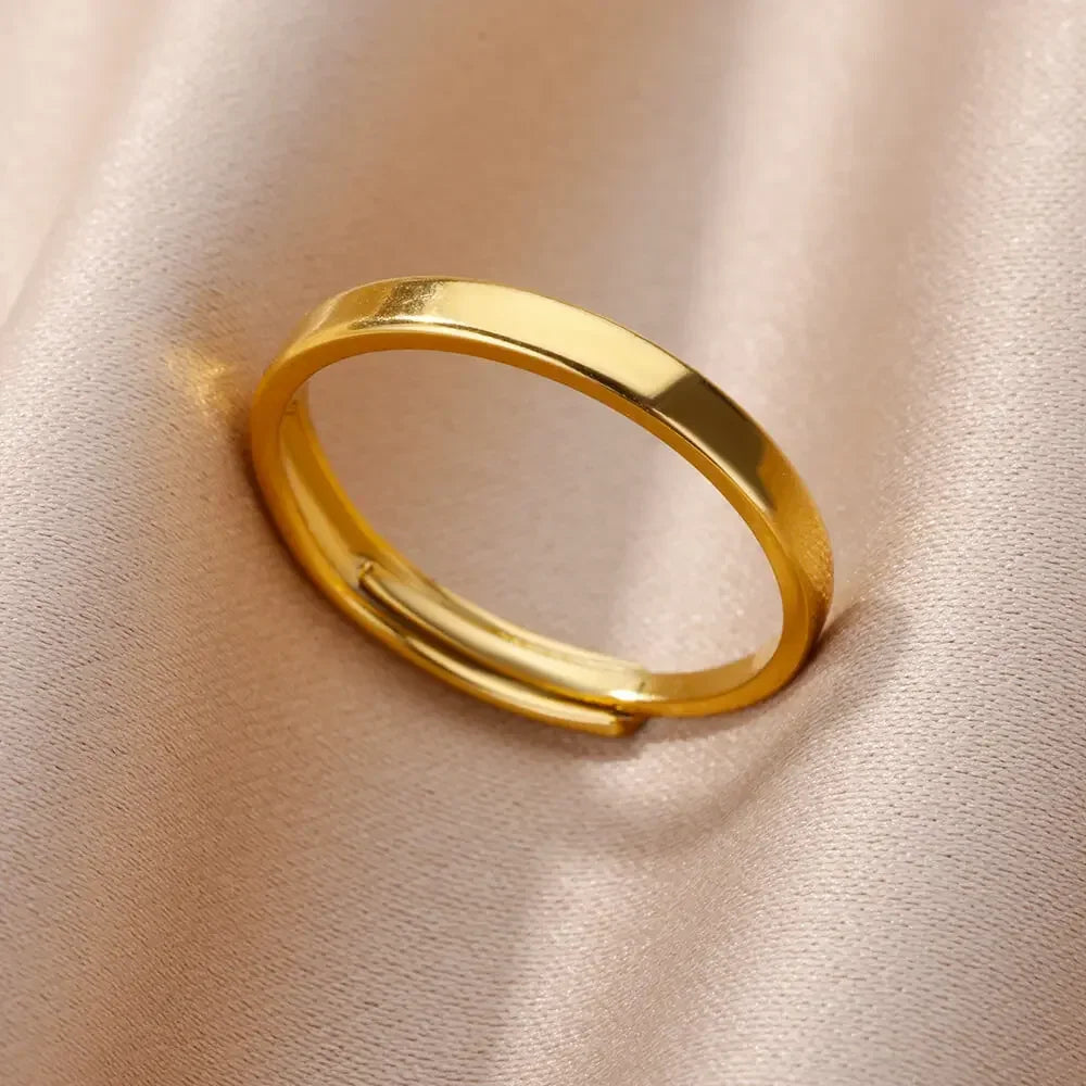 Stainless Steel Rings for Women Aesthetic Heart Gold Color Rings Vintage Waterproof Wedding Jewelry Prom Accessories Gift