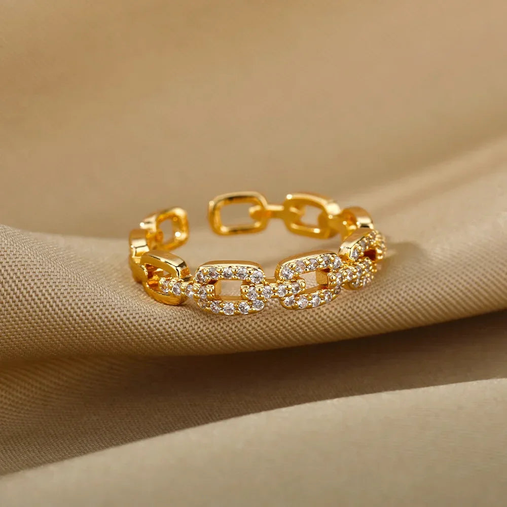Stainless Steel Rings for Women Aesthetic Heart Gold Color Rings Vintage Waterproof Wedding Jewelry Prom Accessories Gift