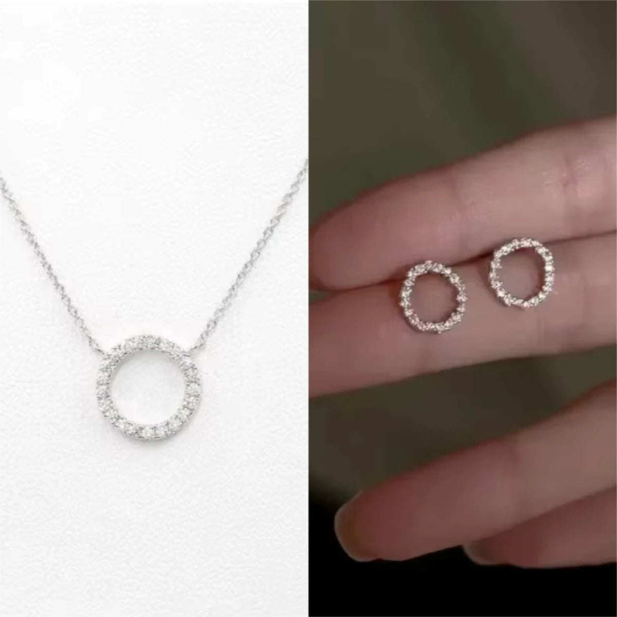 Fashion Trend Elegant Jewelry Simple Crystal Circle Pendant Necklace Golden Color Unquie Women Necklace Party Gift
