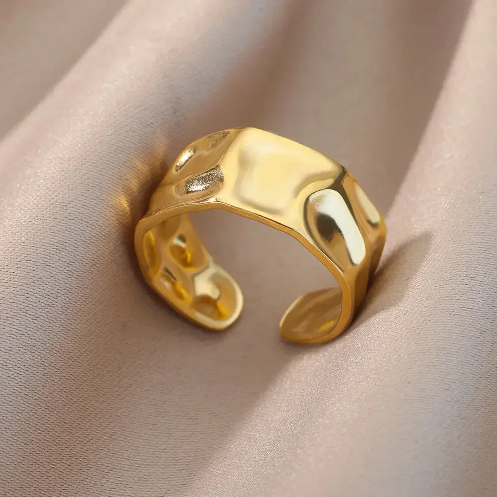 Stainless Steel Rings for Women Aesthetic Heart Gold Color Rings Vintage Waterproof Wedding Jewelry Prom Accessories Gift