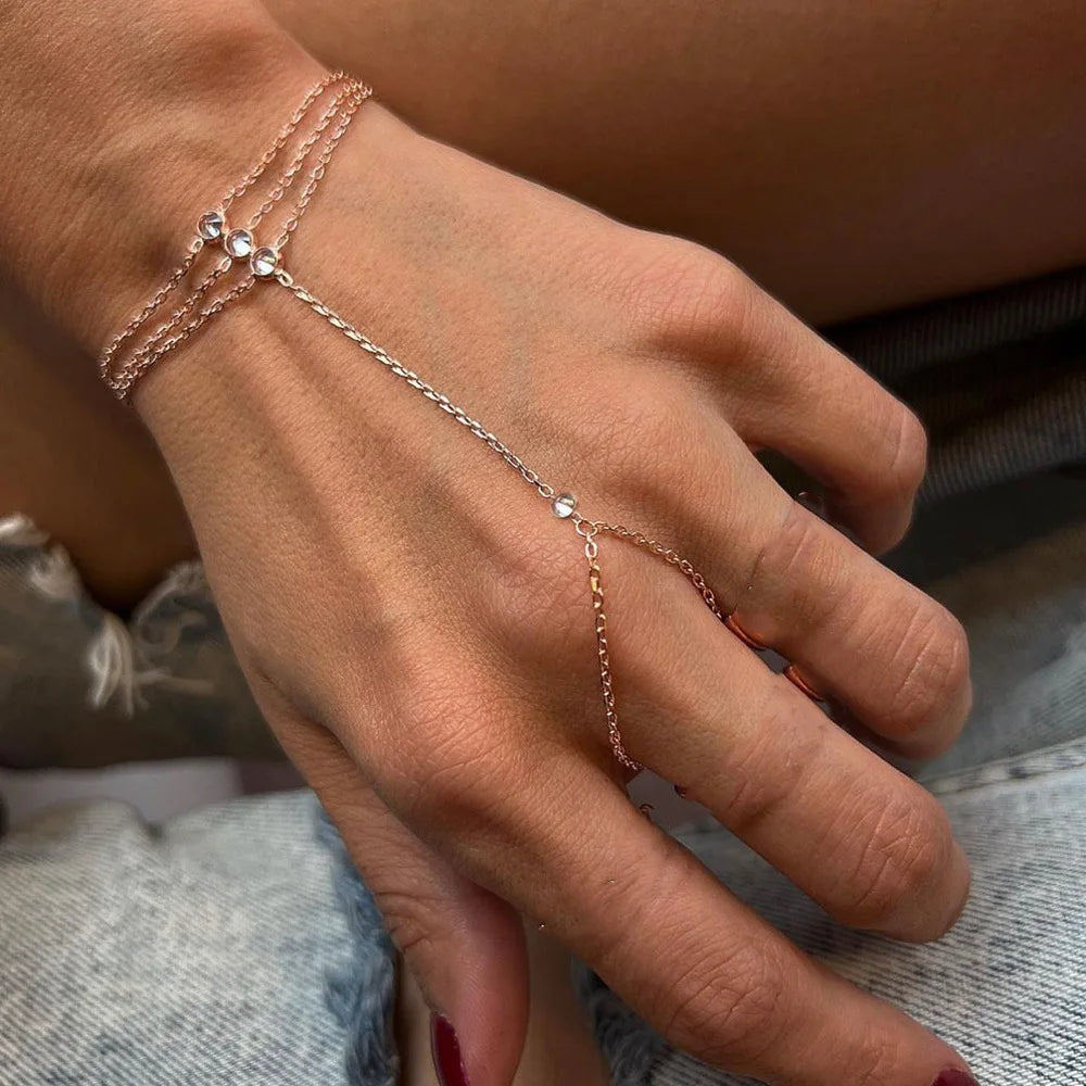 Multi-layered Bracelets Hand Jewelry for Women Trendy Simple Thin Chain Finger Bracelet Jewelry Accessories
