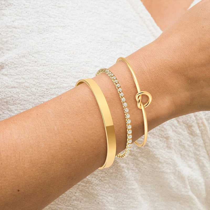 3-Piece Gold-Plated Bracelet Set – Vive Amari & Co.