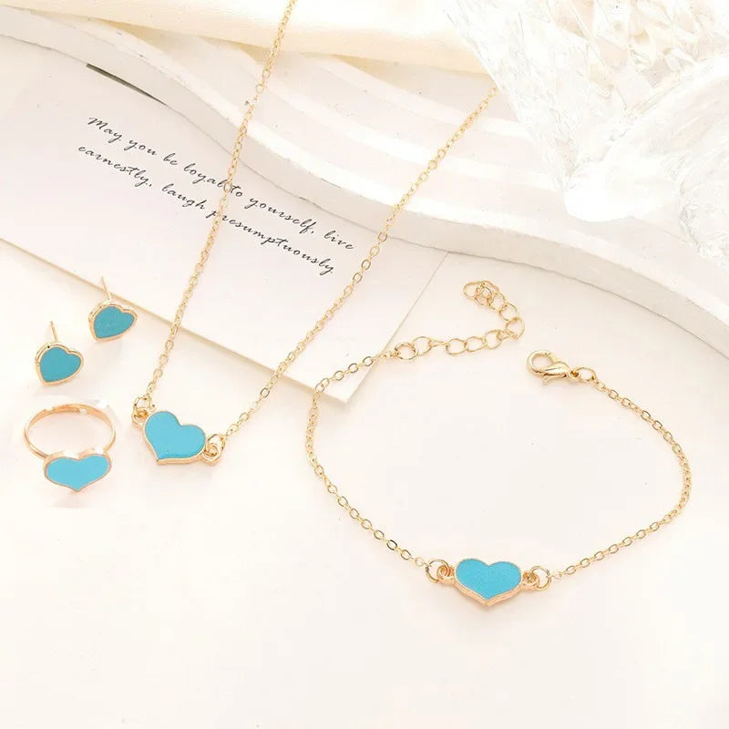 5-Piece Gold Heart Jewelry Set – Vive Amari & Co.