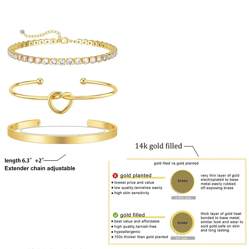 3-Piece Gold-Plated Bracelet Set – Vive Amari & Co.