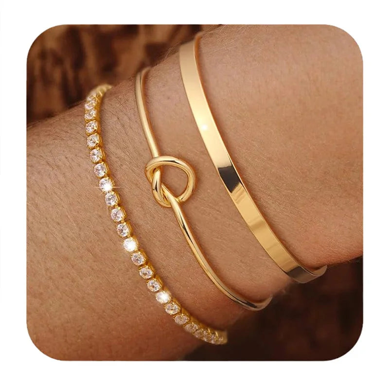 3-Piece Gold-Plated Bracelet Set – Vive Amari & Co.