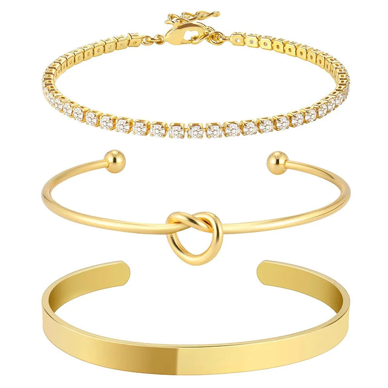 3-Piece Gold-Plated Bracelet Set – Vive Amari & Co.