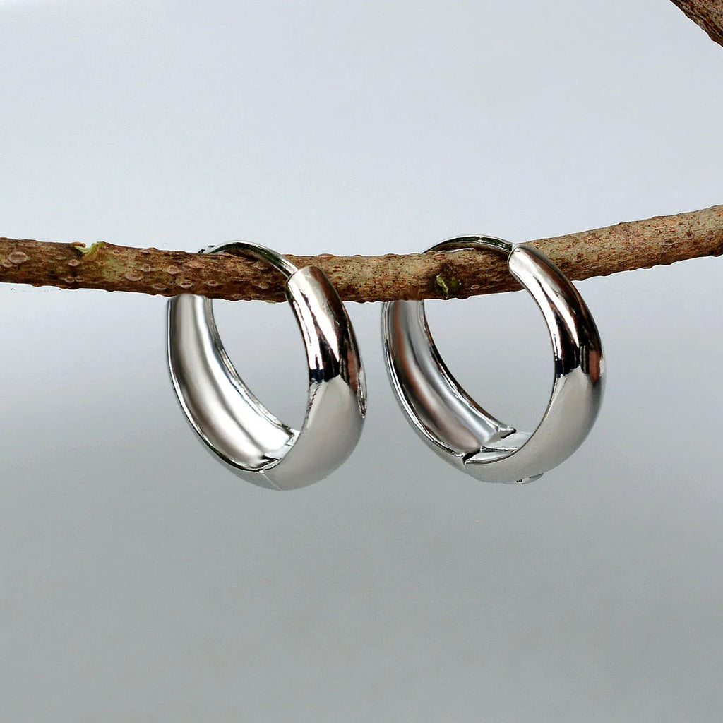 Gold Color Round Chunky Huggie Hoop Earrings