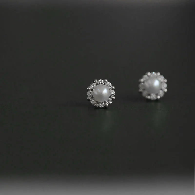 14k Gold Jewelry Real Gold  Earrings Zircon Pearl Twist Luxury Stud Earrings for Women Brincos Pendientes Bijoux