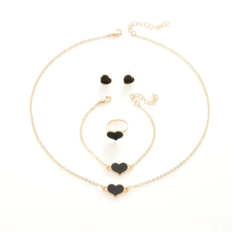 5-Piece Gold Heart Jewelry Set – Vive Amari & Co.