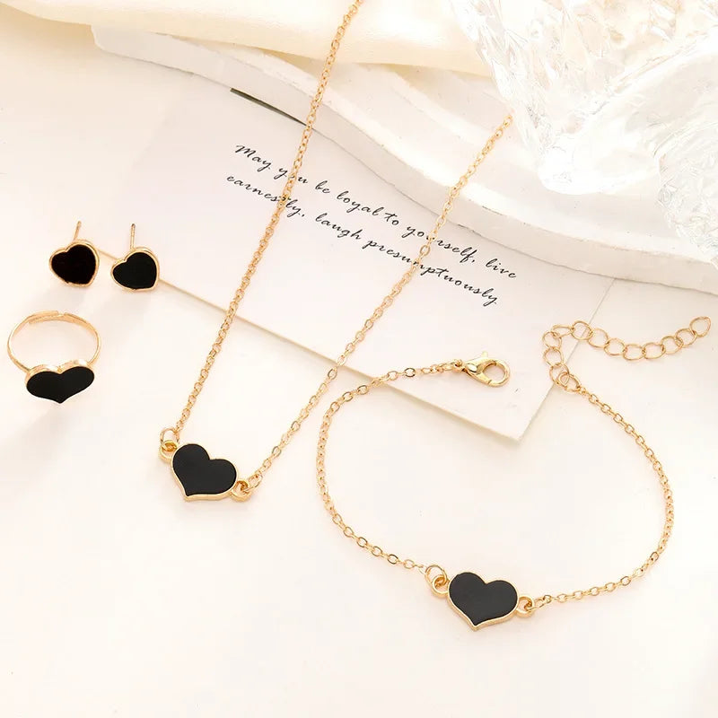 5-Piece Gold Heart Jewelry Set – Vive Amari & Co.
